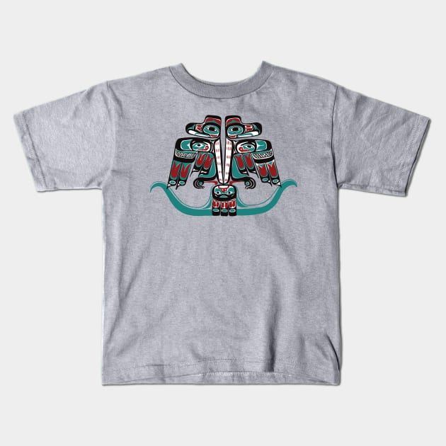 Nortwest Pacific Coast Haida Tlingit Thunderbird Kids T-Shirt by Beltschazar